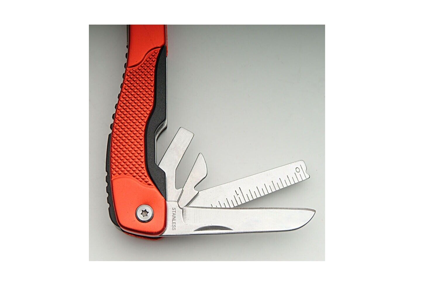 Multi Tool Red Full Size 13 Functions Pliers Knife Saw Screwdriver Ruler Sheath