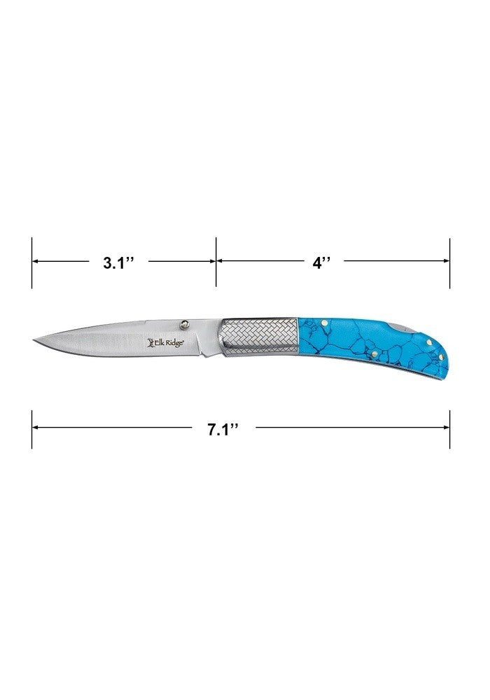 4” Classic Pocket Knife Lock Back Blue Chrome 7” Overall 3” Blade Sharp