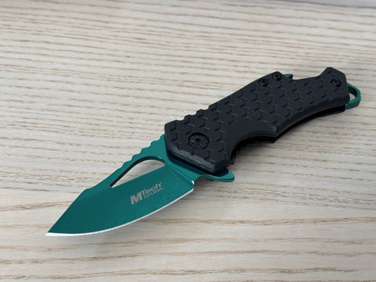 Mini Green Pocket Knife Compact Edc Spring Assisted 2” Blade Bottle Opener Black