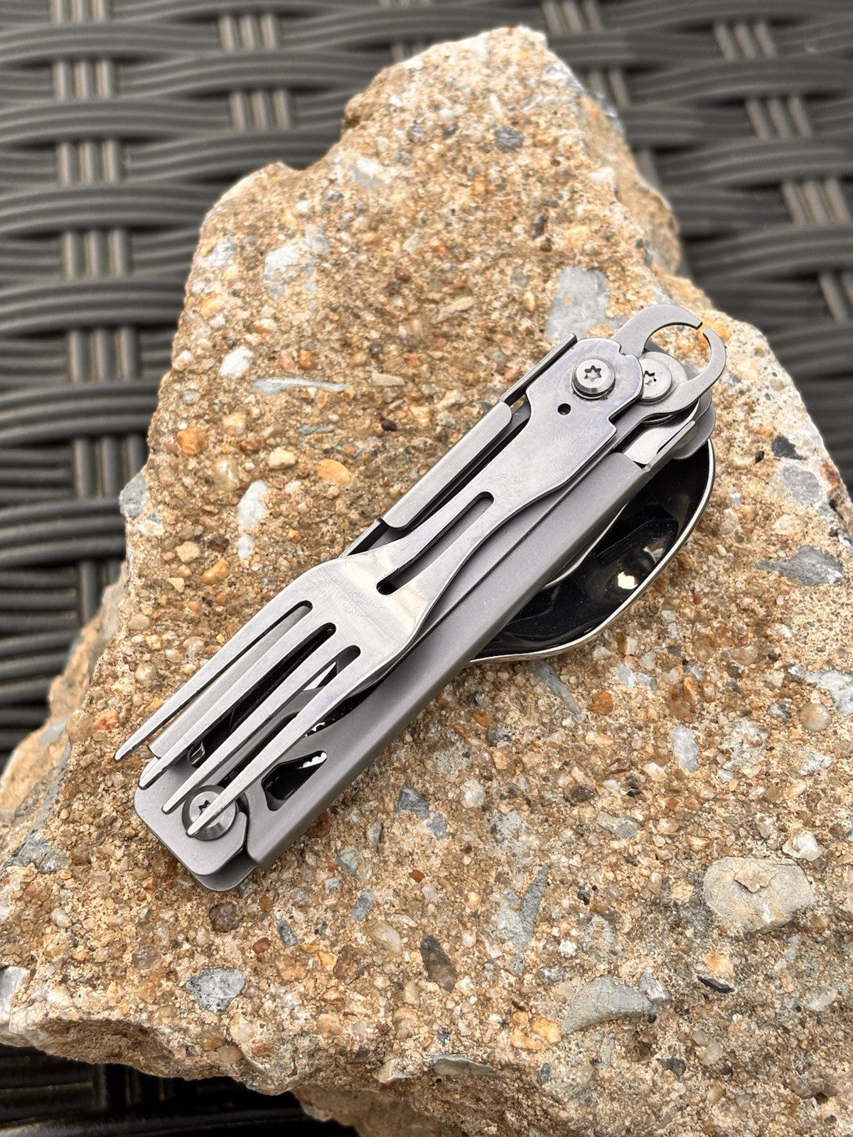 4” Camping Knife Swiss Army Style 6 Function Stainless Steel Spoon Fork Boyscout