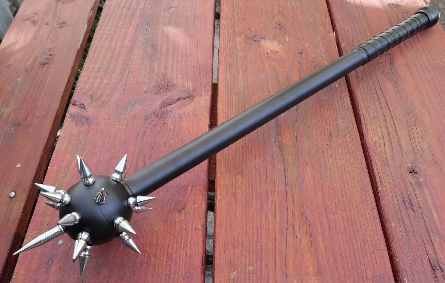 Medieval Spiked Ball Mace Silver Morning Star Chrome Black 36” Middle Ages Club