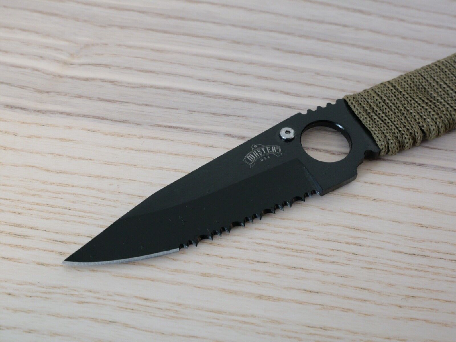 8" Fixed Blade Pocket Knife Neck Knife Necklace Green Cord Wrapped EDC Full Tang