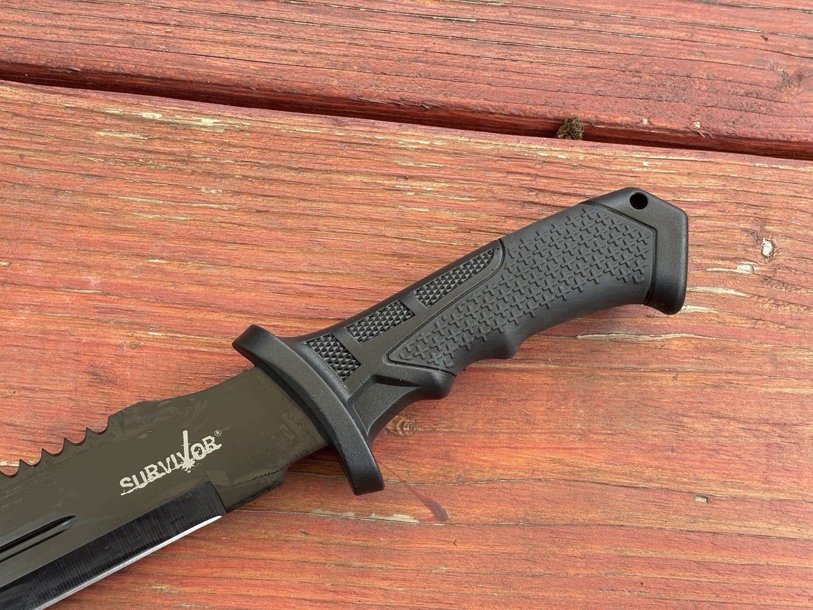 24” Machete Sawback Rubber Handle Black Heavy Duty Nylon Sheath Full Tang