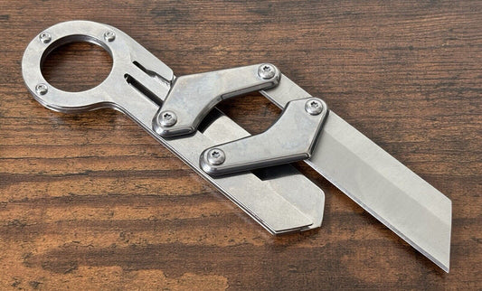 Folding Mechanical Pocket Knife 7 Inches Chrome Stainless Steel Reverse Tanto 