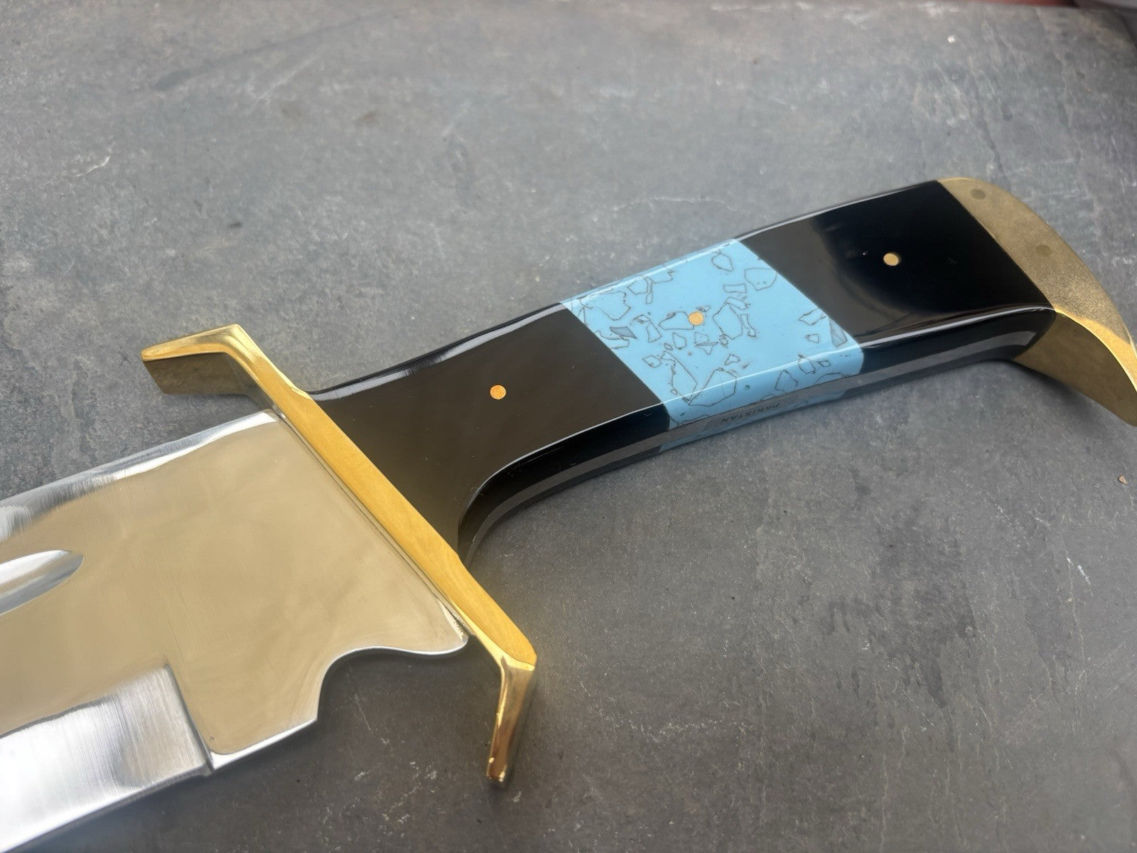 17” Bowie Knife MEGA XL Full Tang Brass Guard Heavy Duty Rambo Turquoise