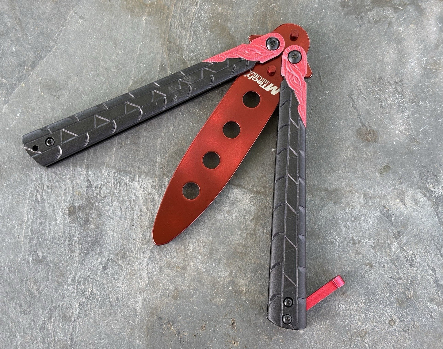 5.5" TRAINING BUTTERFLY Balisong Practice Red Black Flip Trick Toy Blunt