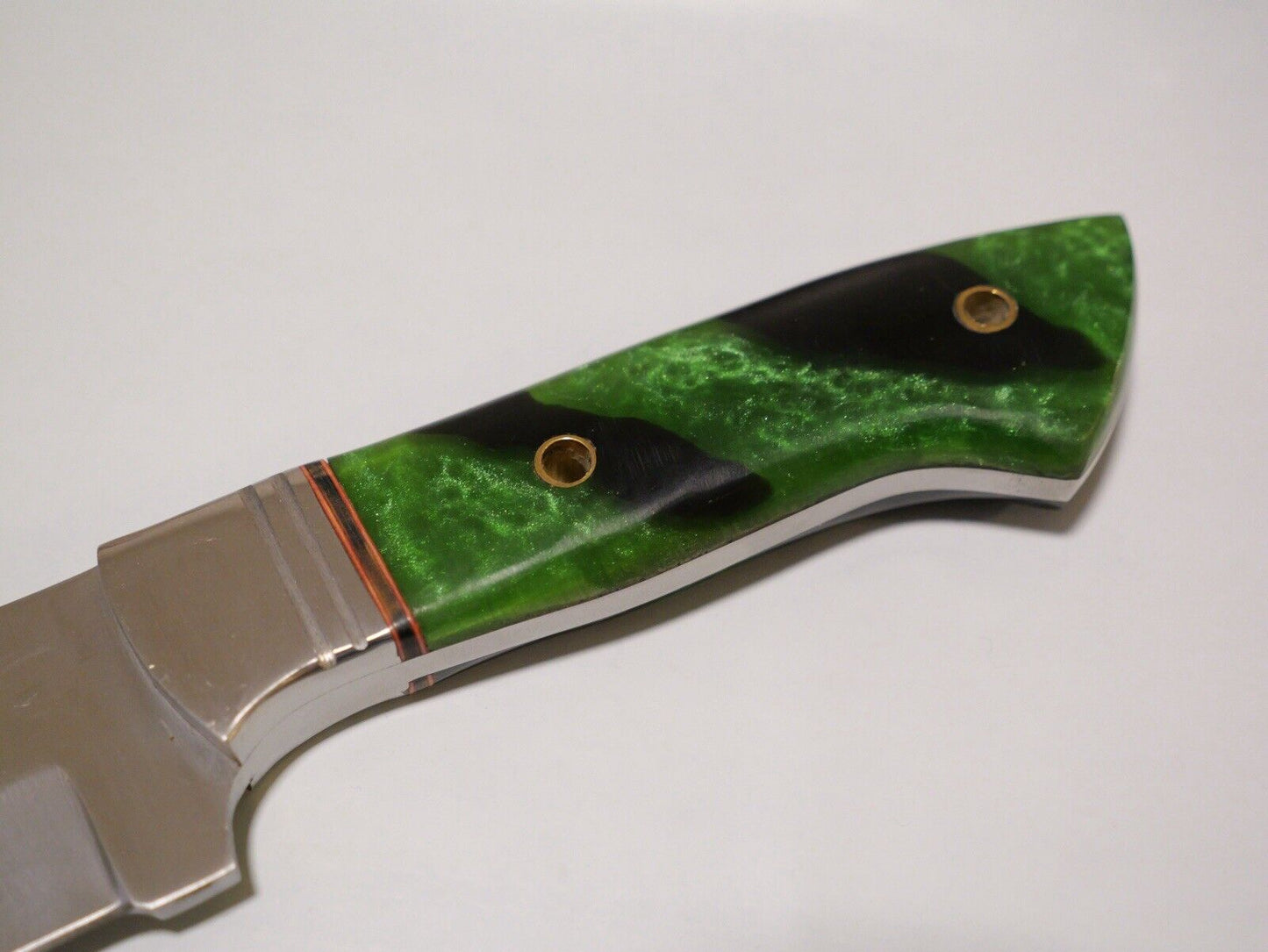 9” Emerald Fixed Blade Knife Chrome Leather Sheath Full Tang Hand Forged Green