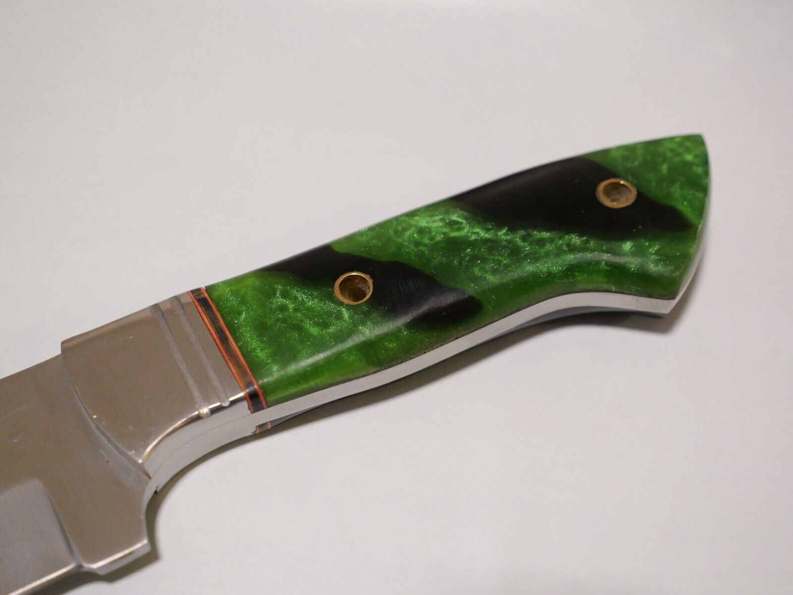 9” Emerald Fixed Blade Knife Chrome Leather Sheath Full Tang Hand Forged Green