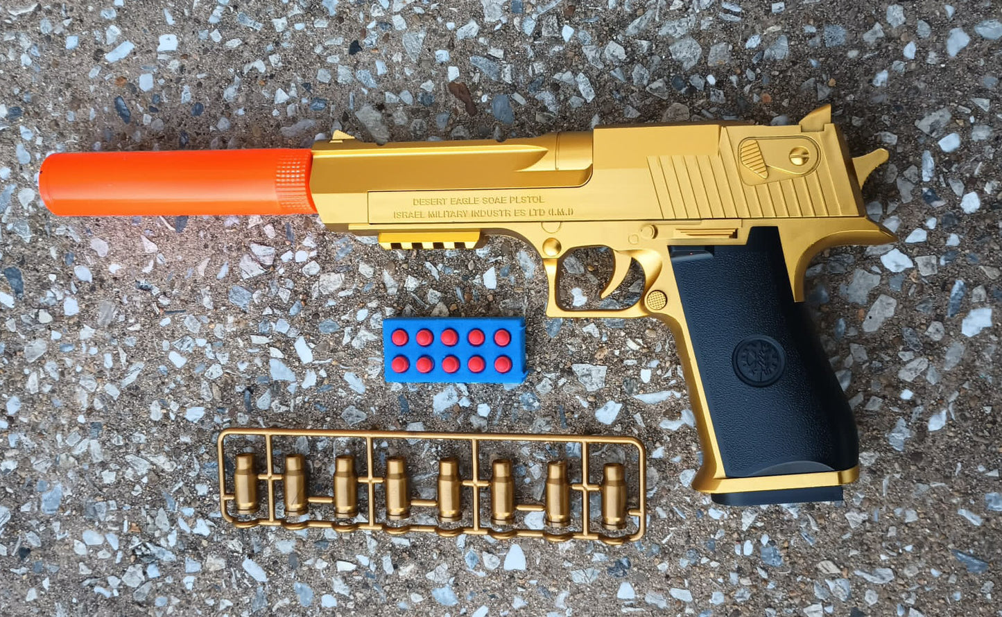 Soft Shell Gun Desert Eagle 50 cal Foam Blaster Toy Gun Gold