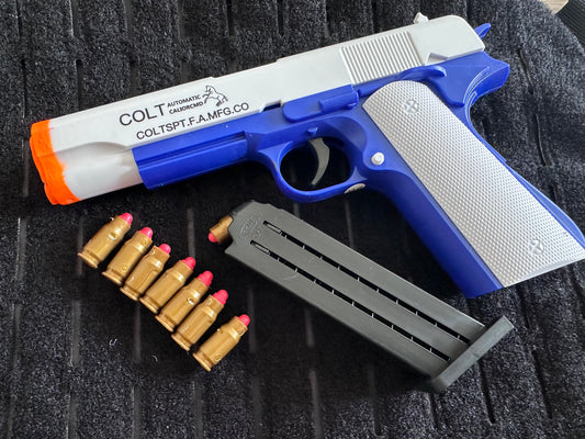 blue 1911 soft shell toy gun colt style