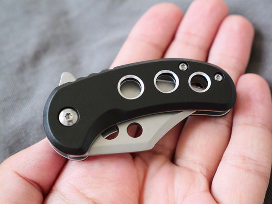 3” Mini Pocket Knife Black Manual Opening Full Metal Mcbee Style Small 2” Blade