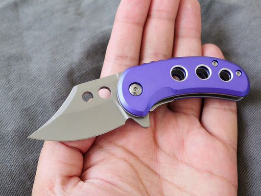 3” Mini Pocket Knife Purple Manual Opening Full Metal Mcbee Style Small 2” Blade