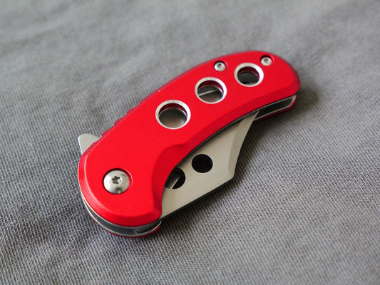 3” Mini Pocket Knife Red Manual Opening Full Metal Mcbee Style Small 2” Blade