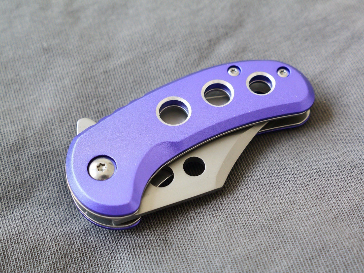 3” Mini Pocket Knife Purple Manual Opening Full Metal Mcbee Style Small 2” Blade