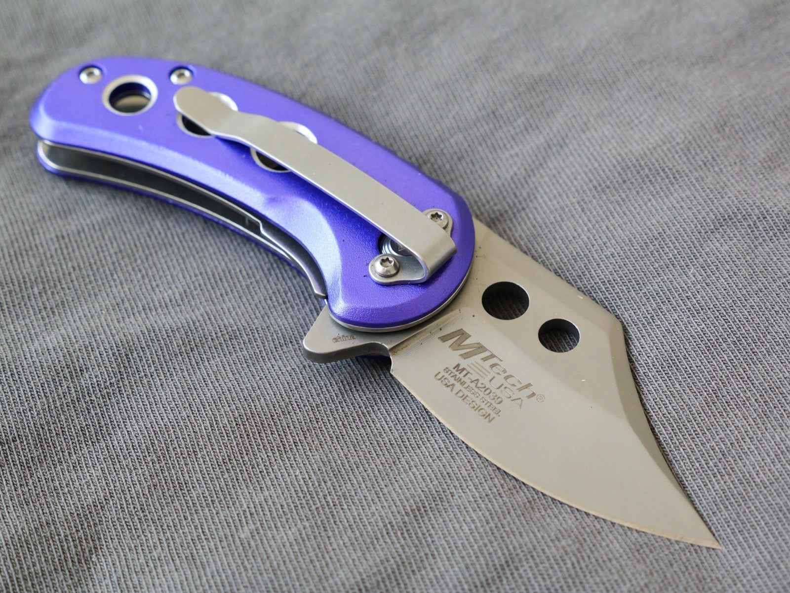 3” Mini Pocket Knife Purple Manual Opening Full Metal Mcbee Style Small 2” Blade