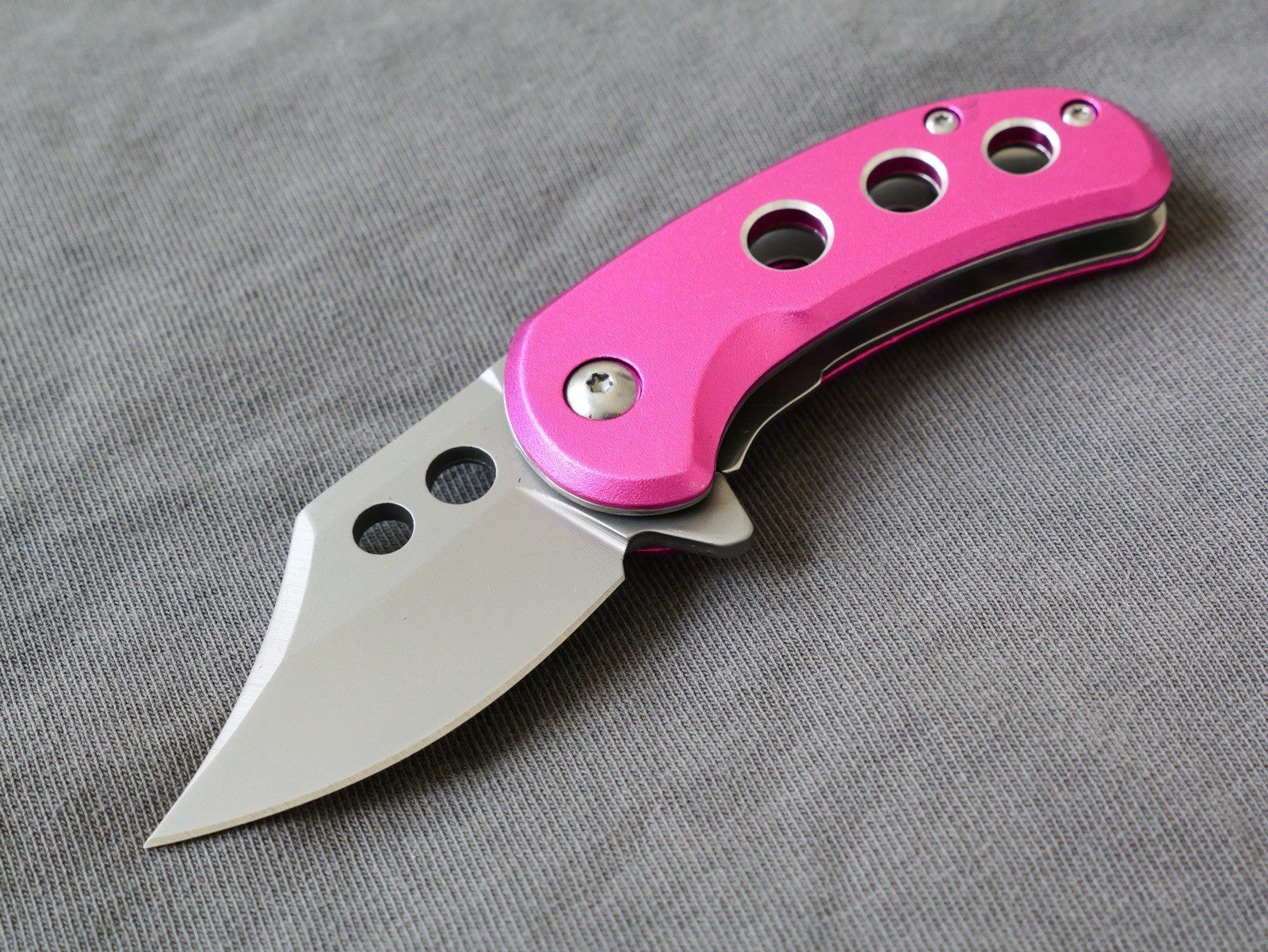 3” Mini Pocket Knife Pink Manual Opening Full Metal Mcbee Style Compact 2” Blade