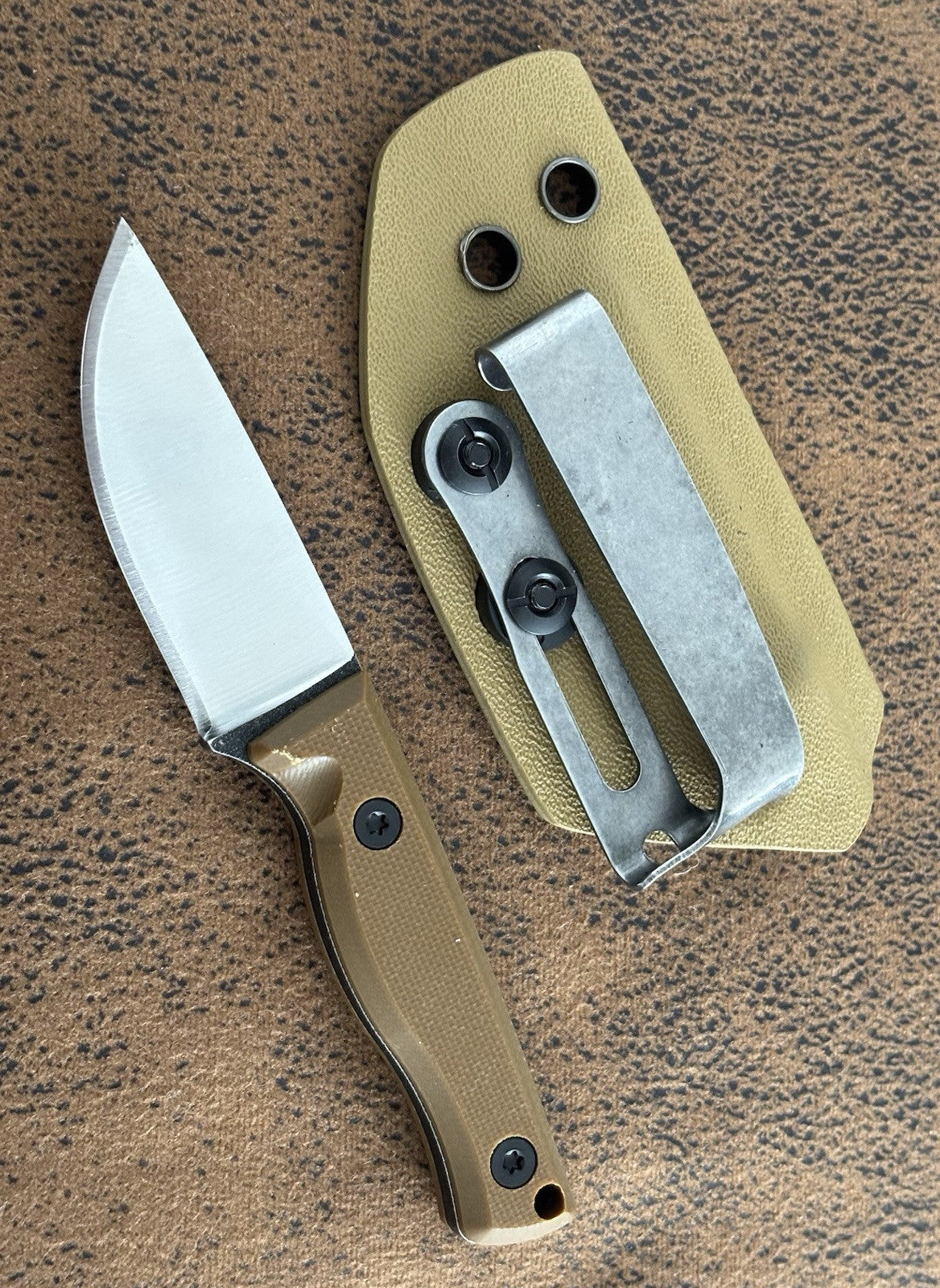 12cm Fixed Blade Knife Kydex Sheath Full Tang Back Pocket Clip Horizontal Carry