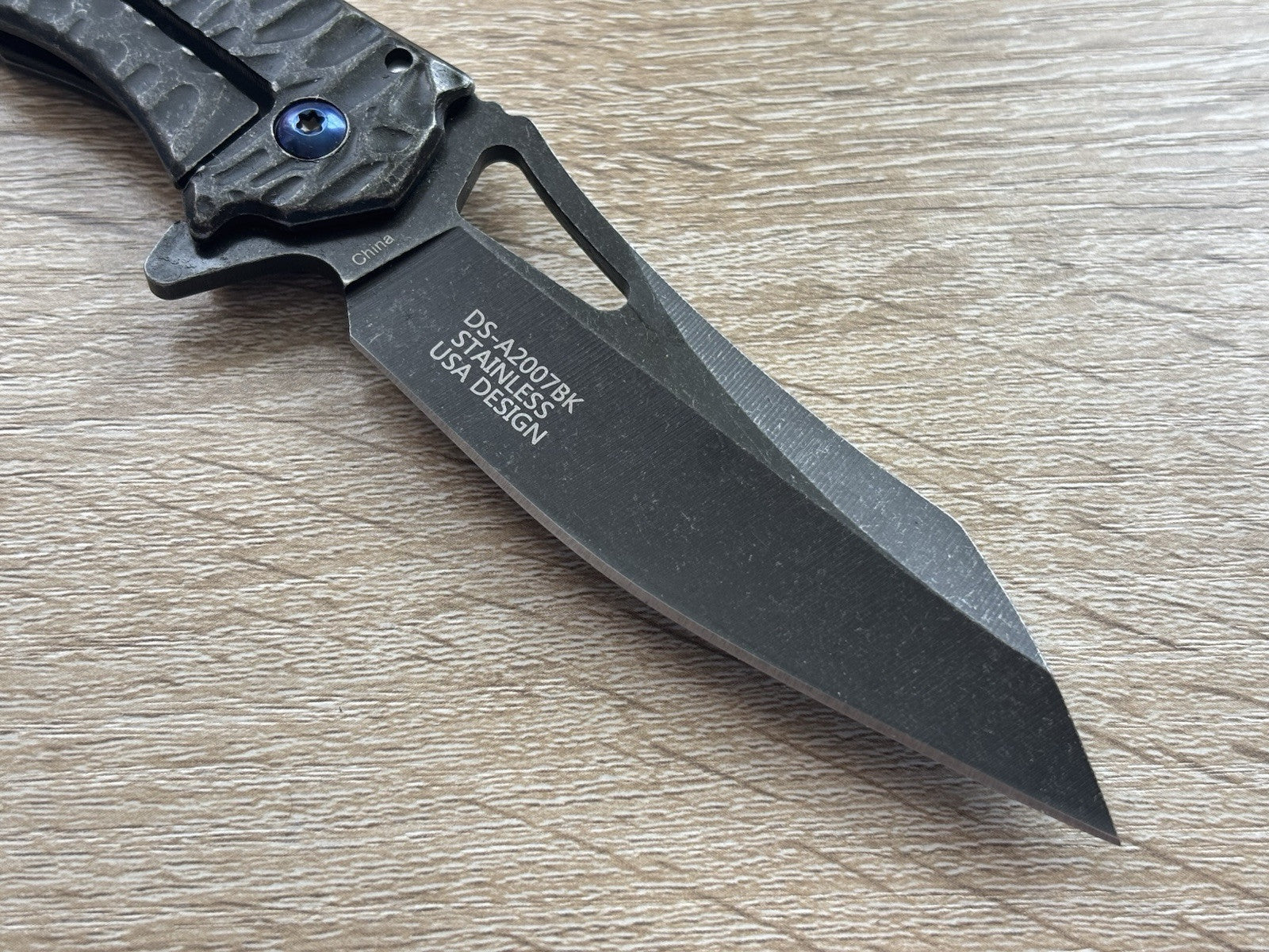 Black Dragon Knife Spring Assist Full Size All Metal Custom Blue Pocket Clip Edc