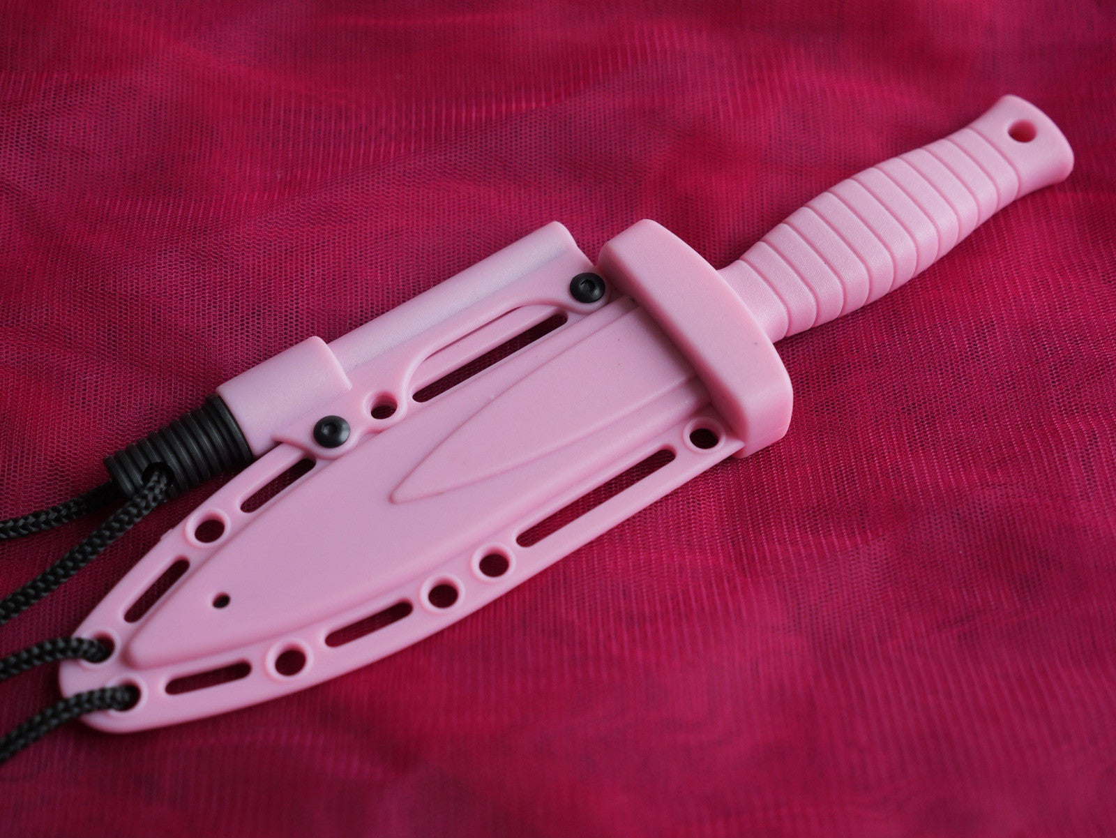 Pink Necklace Knife Spear Tip Double Edge Black Blade Neck Ladies Cute Edc
