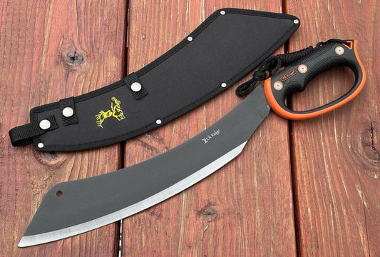 20” Curved Machete Cleaver Elk Ridge Rubber Handle Black Blade Full Tang Bush