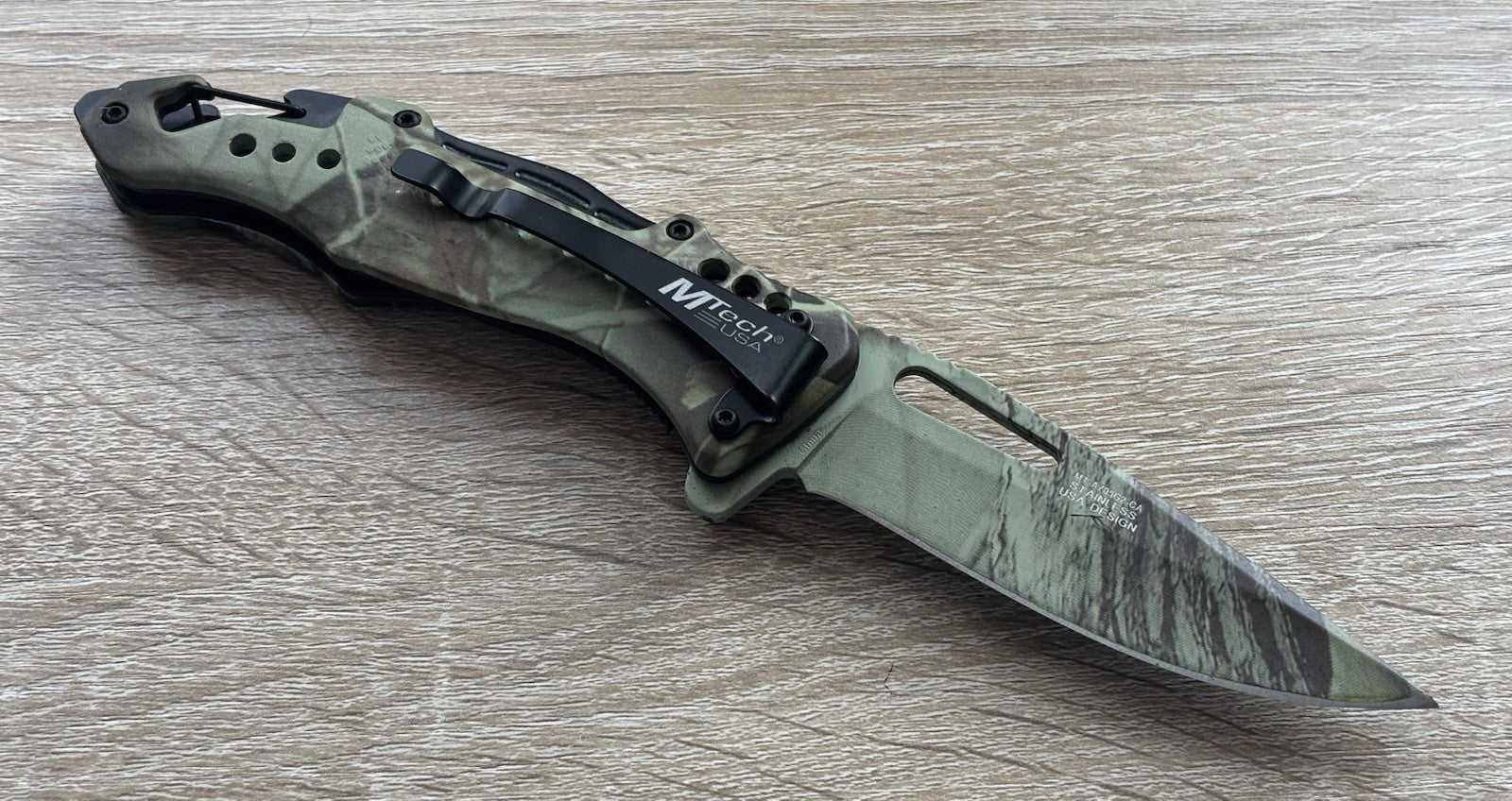 8” Pocket Knife Full Size Camo 3.5” Blade Liner Lock Assisted Folding Knife
