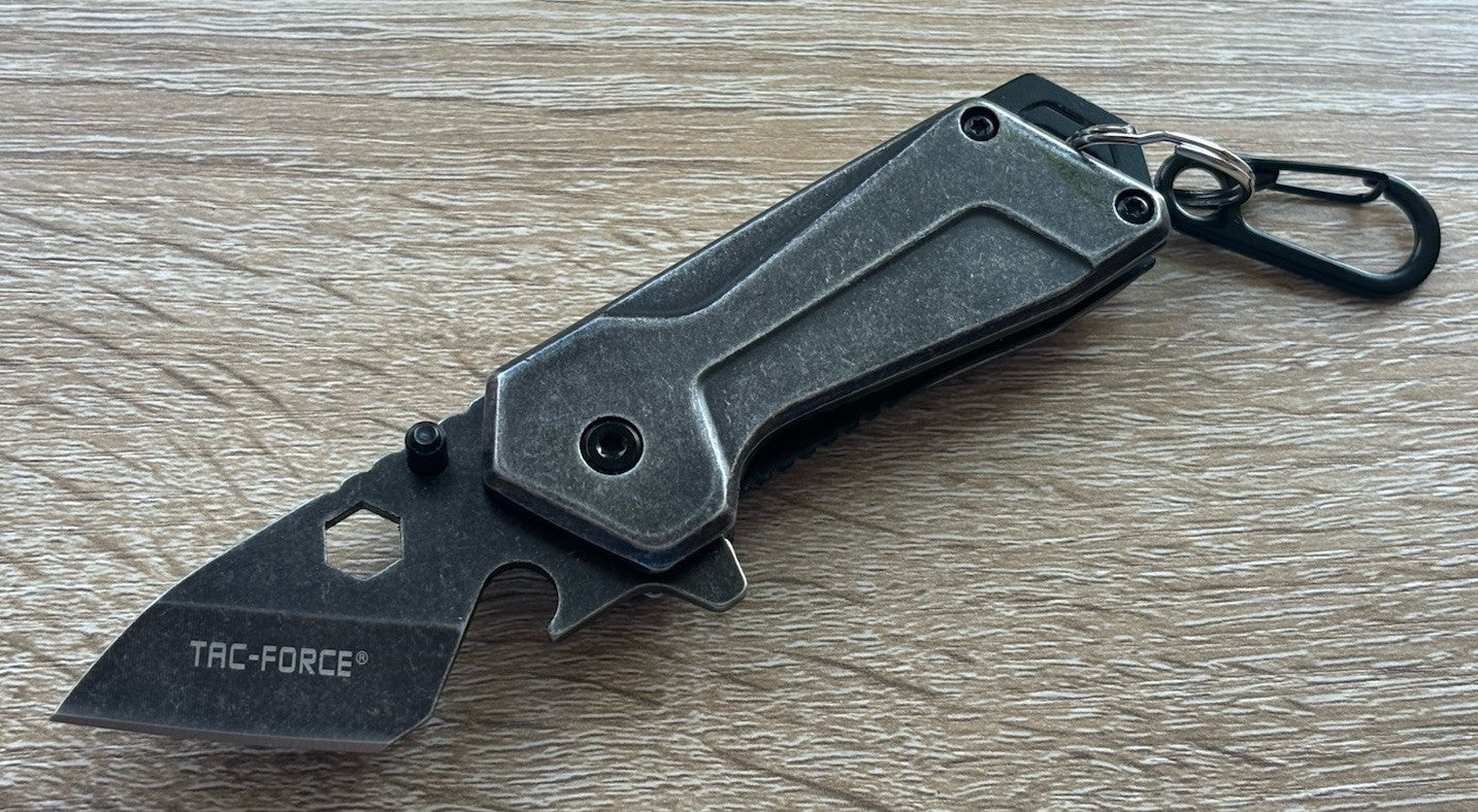 Tiny Pocket Knife Modern Black Reverse Tanto 1” Blade Full Metal Cyberpunk Edc