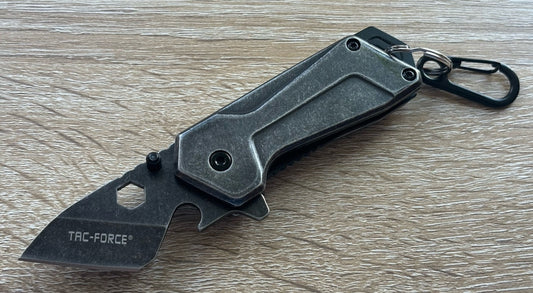 Tiny Pocket Knife Modern Black Reverse Tanto 1” Blade Full Metal Cyberpunk Edc