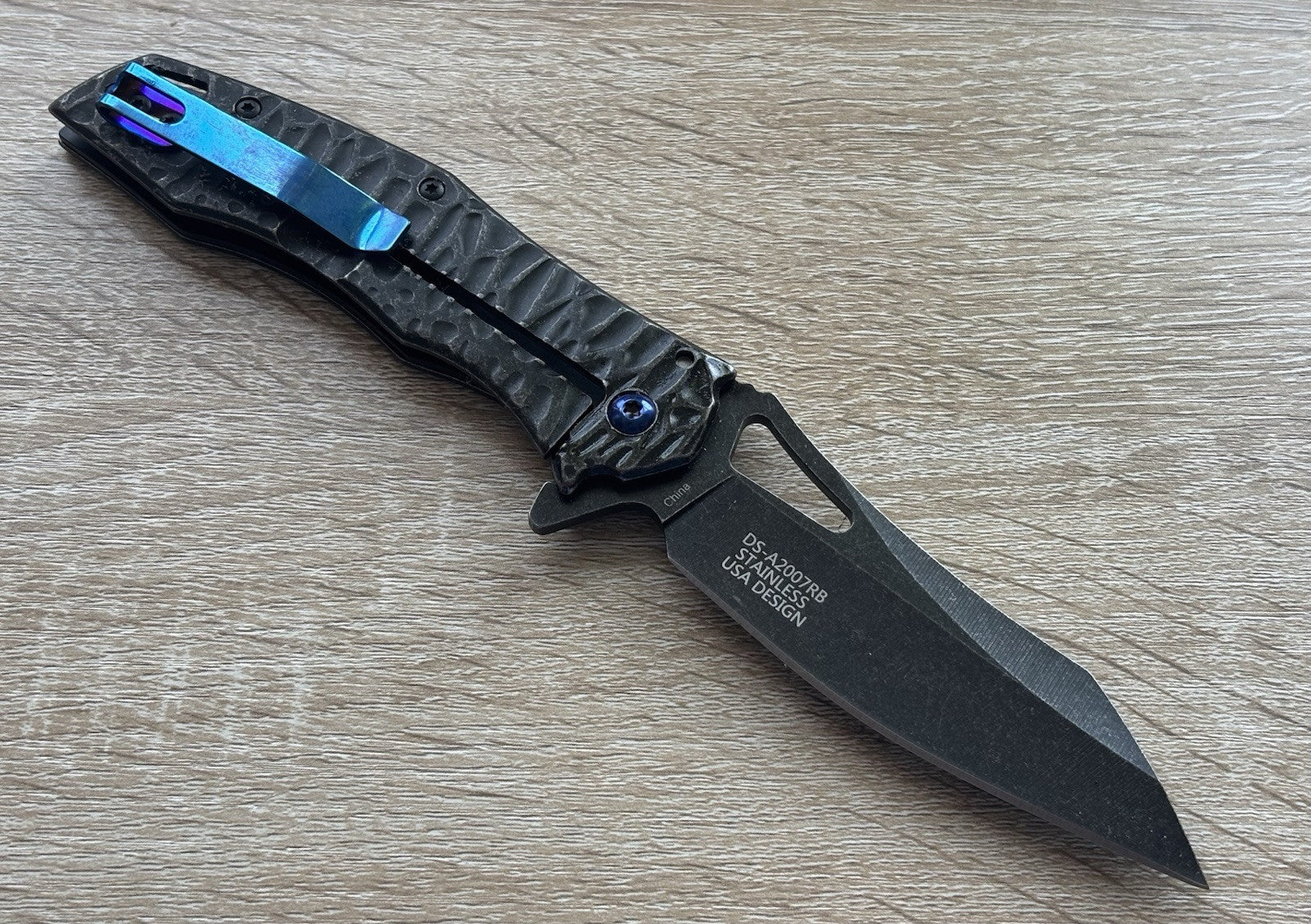 Pink Dragon Knife Spring Assist Full Size All Metal Custom Blue Pocket Clip Edc
