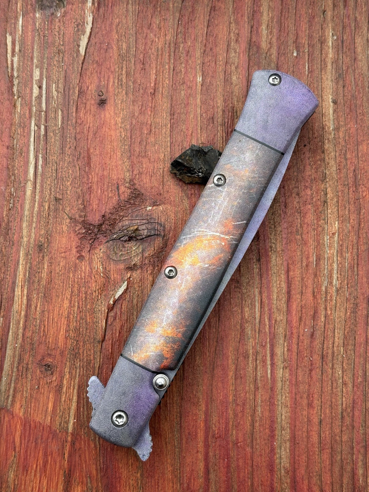 9” Pocket Knife Spring Assist Rust Patina Bronze 4” Blade Rustic Red Iron Sharp