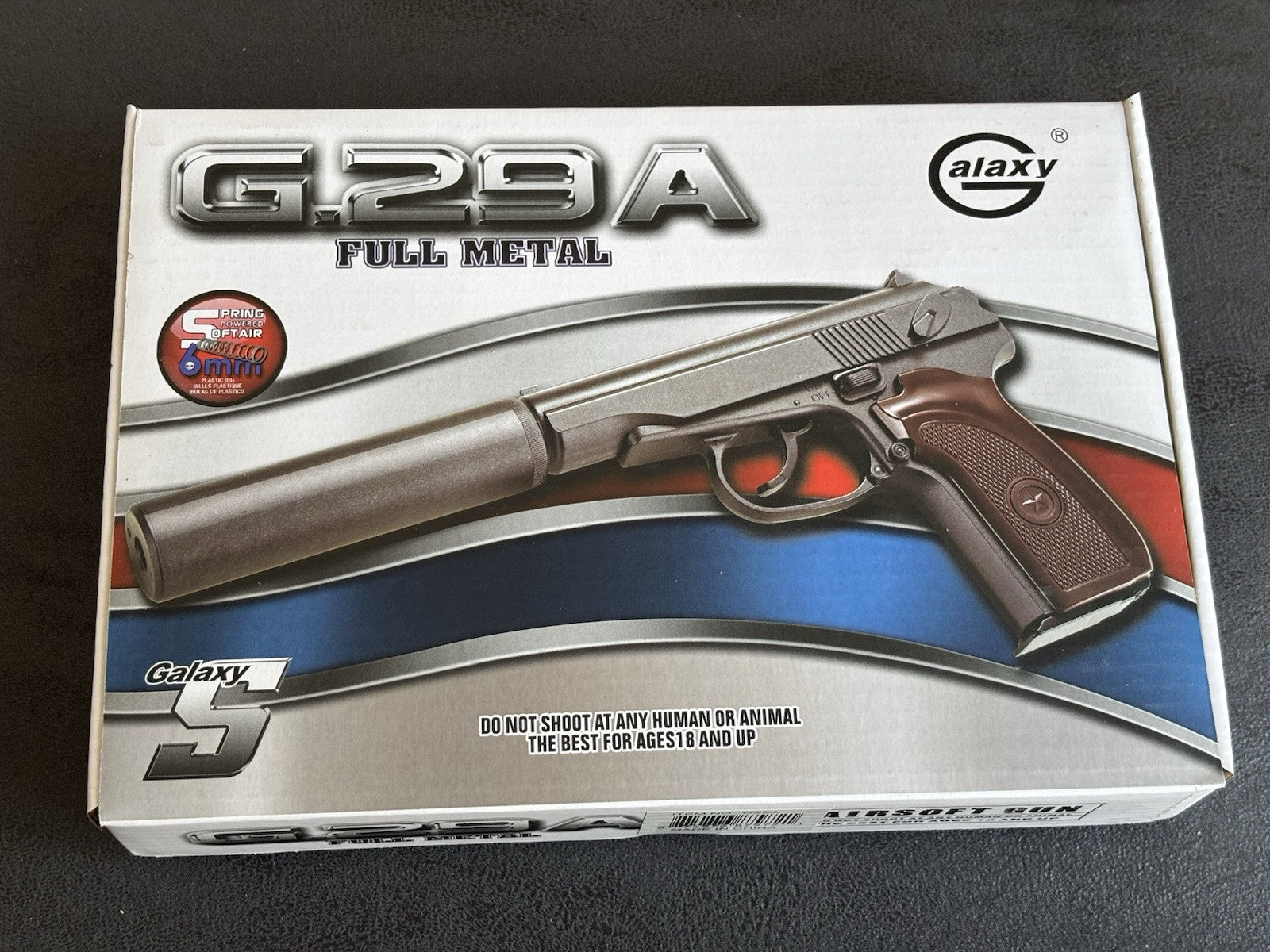 Well G29 Metal Airsoft Pistol Medium Size Galaxy Spring Powered 245 FPS 6mm Bbs