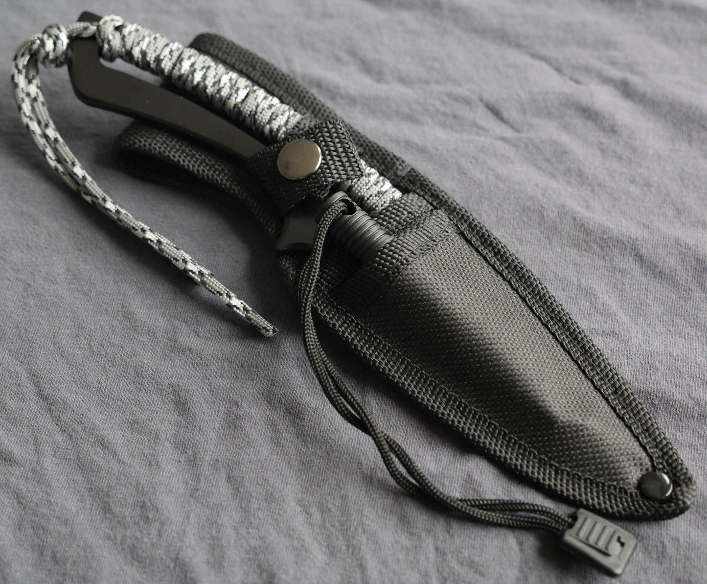 9” Fixed Blade Knife Full Tang Skeleton Stealth Black Fire Starter Survival Edc