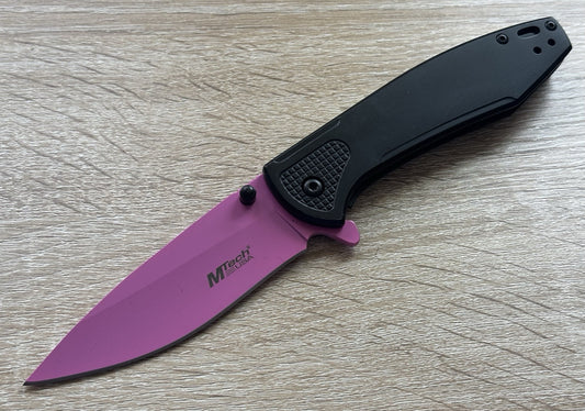 Hot PINK Pocket Knife Spring Assisted Black Ladies Self Defense SEXY Full Size