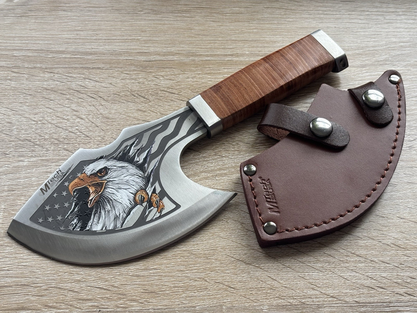 Marines Axe USA Eagle Mtech Hand Painted Ww2 Combat Style Eagle Leather Sheath