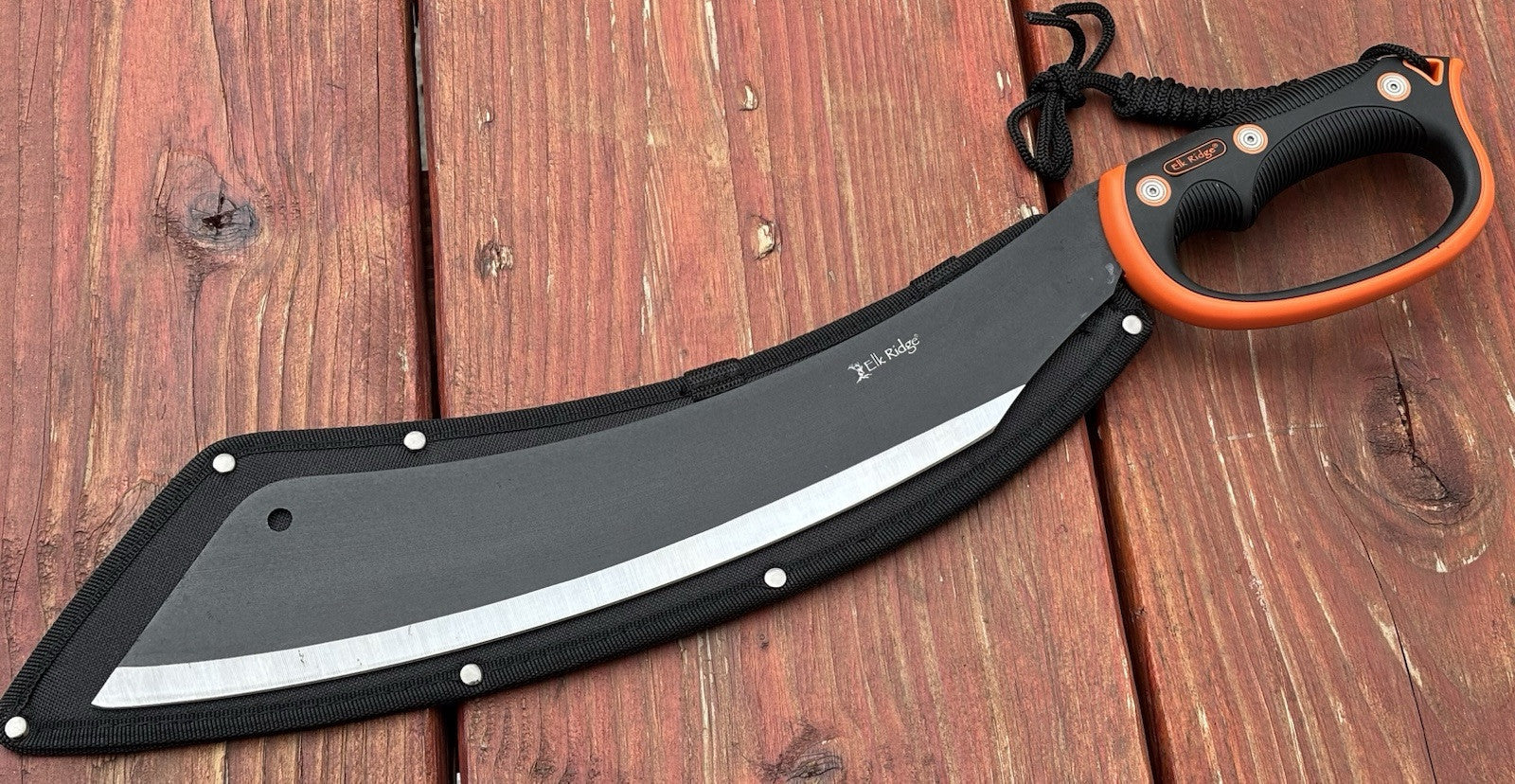 20” Curved Machete Cleaver Elk Ridge Rubber Handle Black Blade Full Tang Bush