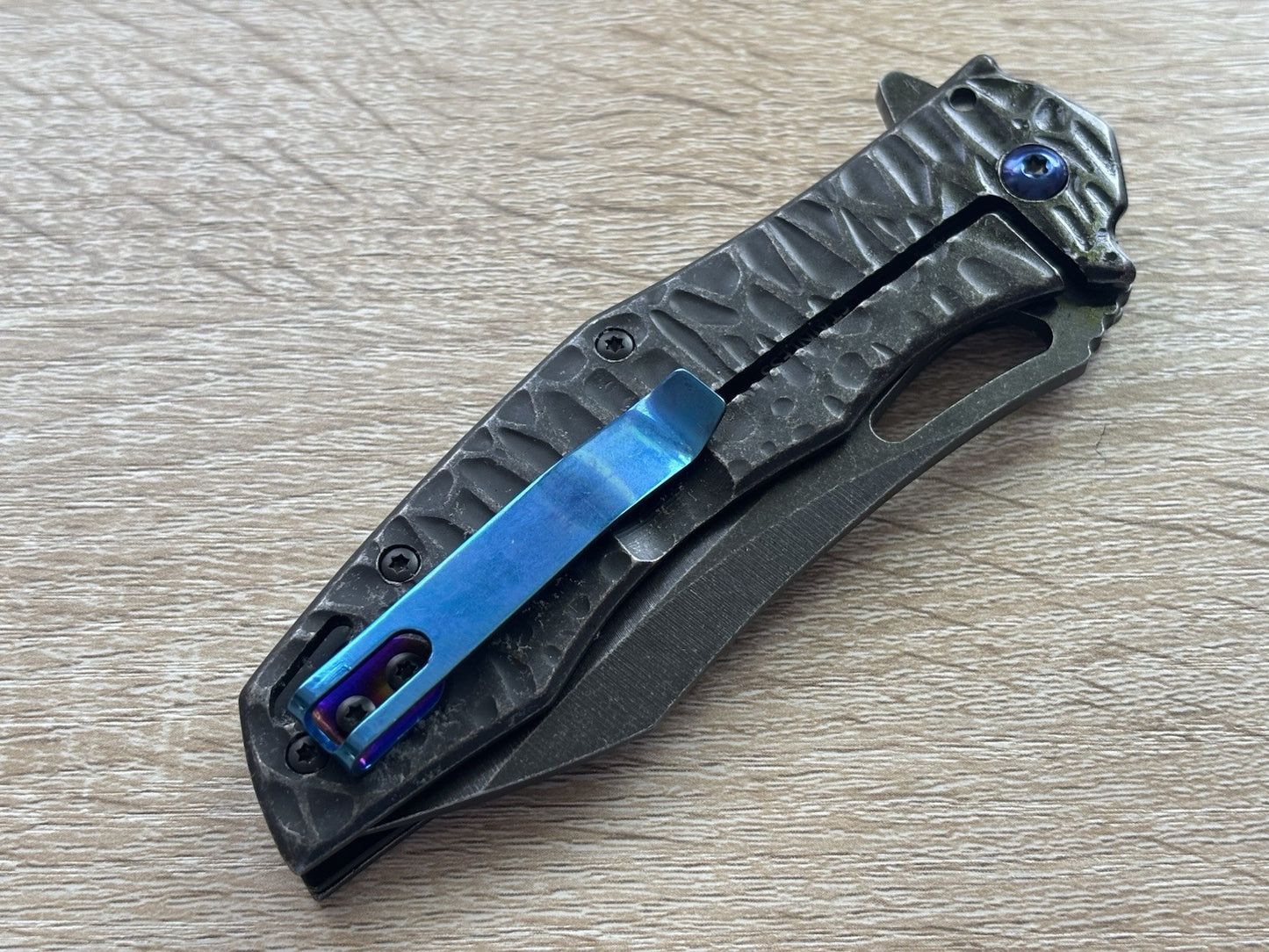 Pink Dragon Knife Spring Assist Full Size All Metal Custom Blue Pocket Clip Edc