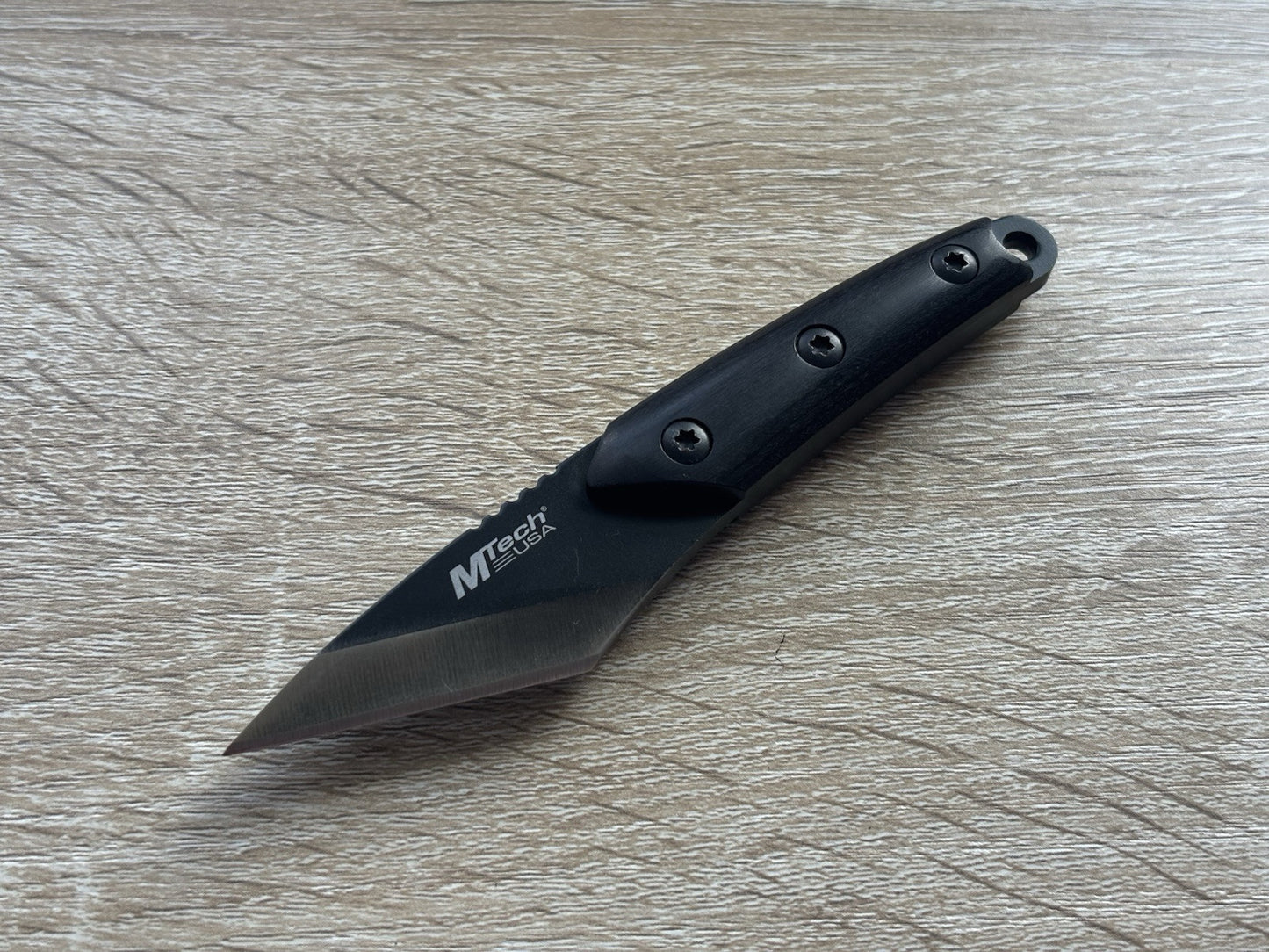 5” Neck Knife Full Tang Kiradashi 1.5” Blade Wood Handle Kydex Sheath SHARP Blk