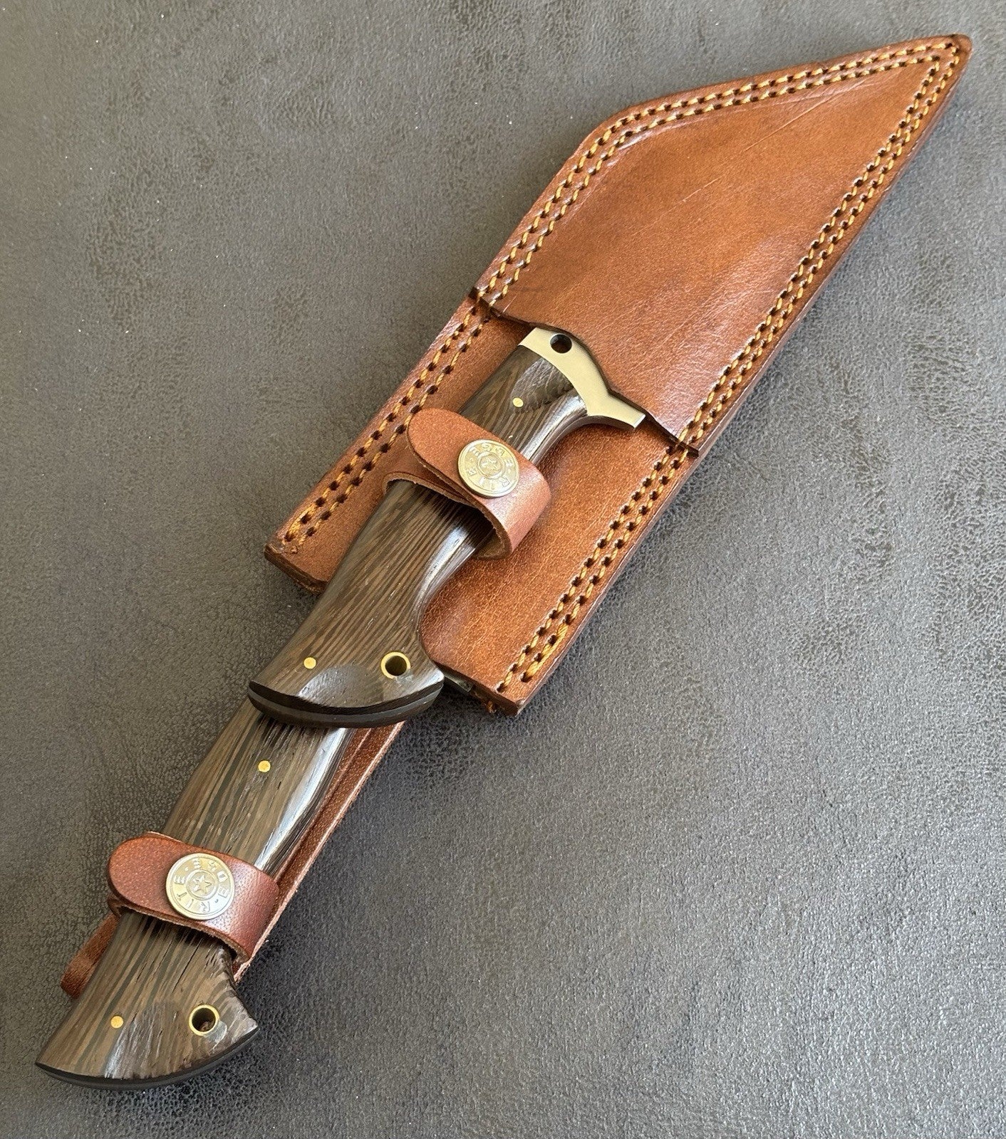 13" & 9" Dual Viking Seax Set Full Tang Leather Sheath Thick Blade Sharp Chrome