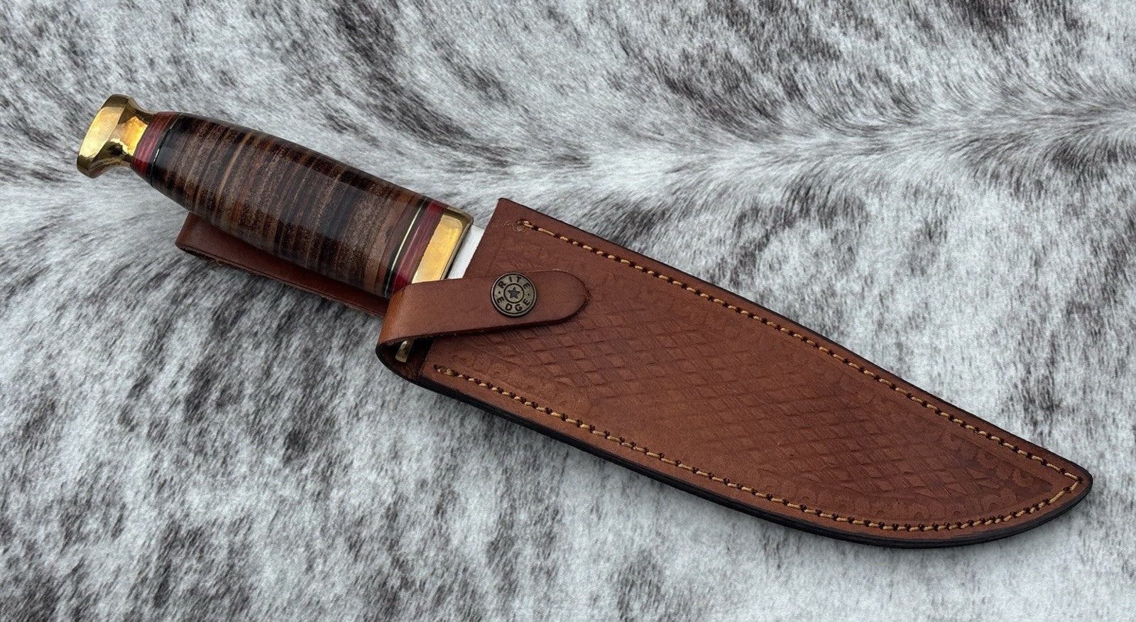 12" Kbar Style Combat Knife Military Marines Chrome Blade Leather Handle