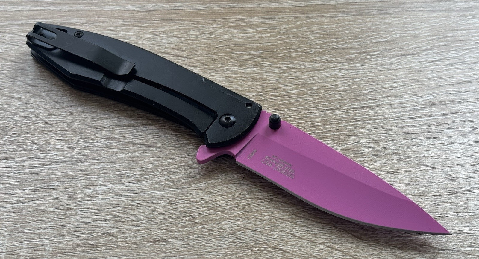 Hot PINK Pocket Knife Spring Assisted Black Ladies Self Defense SEXY Full Size
