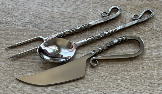 Medieval Cutlery Set Feasting Hand Forged Artisan Chrome Spoon Set Feast Fork