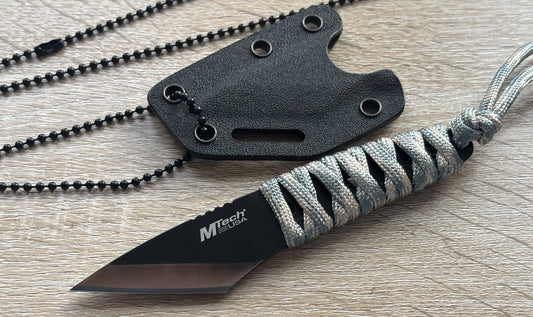 5” Neck Knife Full Tang Kiradashi 1.5” Blade Cord Wrap Handle Kydex Sheath SHARP