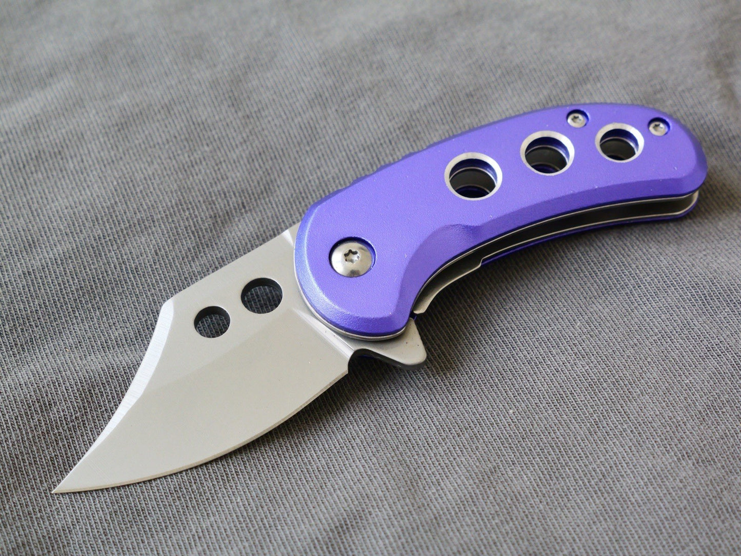 3” Mini Pocket Knife Purple Manual Opening Full Metal Mcbee Style Small 2” Blade