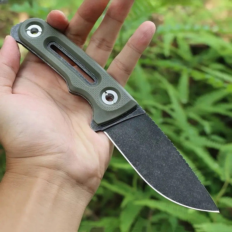 21cm Fixed Blade Knife Full Tang K Sheath Deluxe Pocket Clip Green Stonewash 