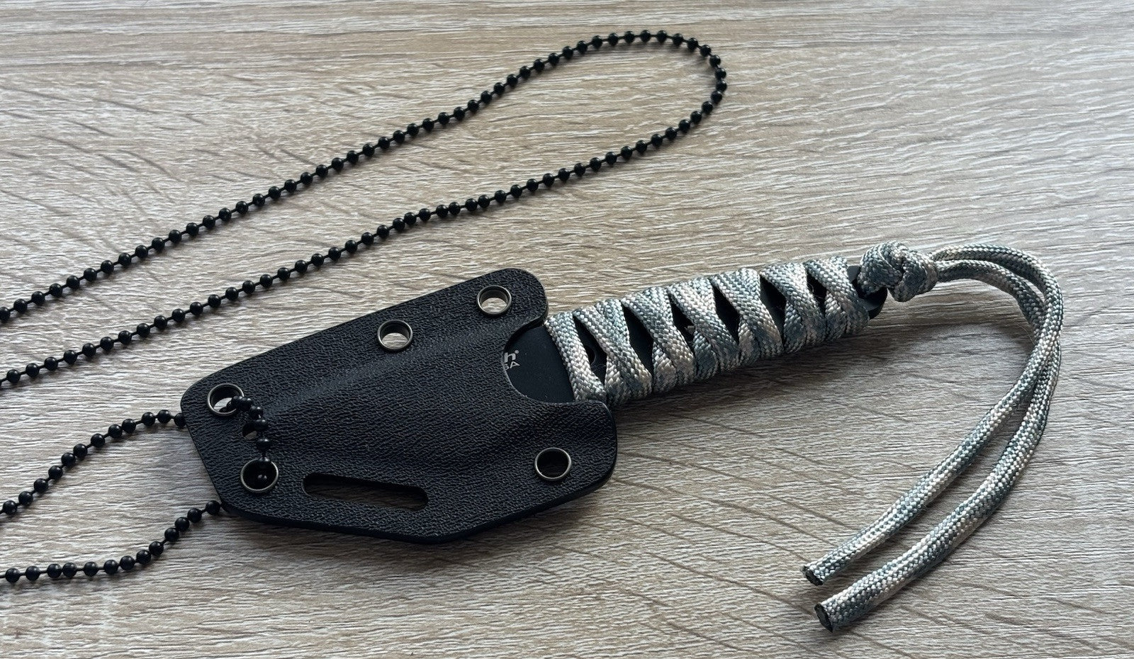 5” Neck Knife Full Tang Kiradashi 1.5” Blade Cord Wrap Handle Kydex Sheath SHARP