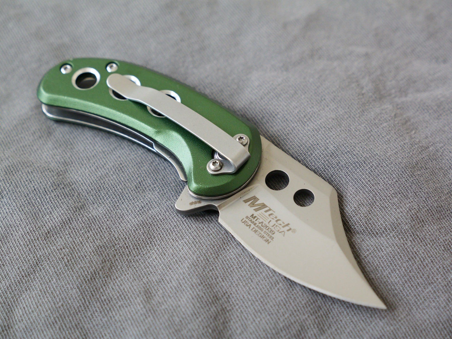3” Mini Pocket Knife Green Manual Opening Full Metal Mcbee Style Small 2” Blade