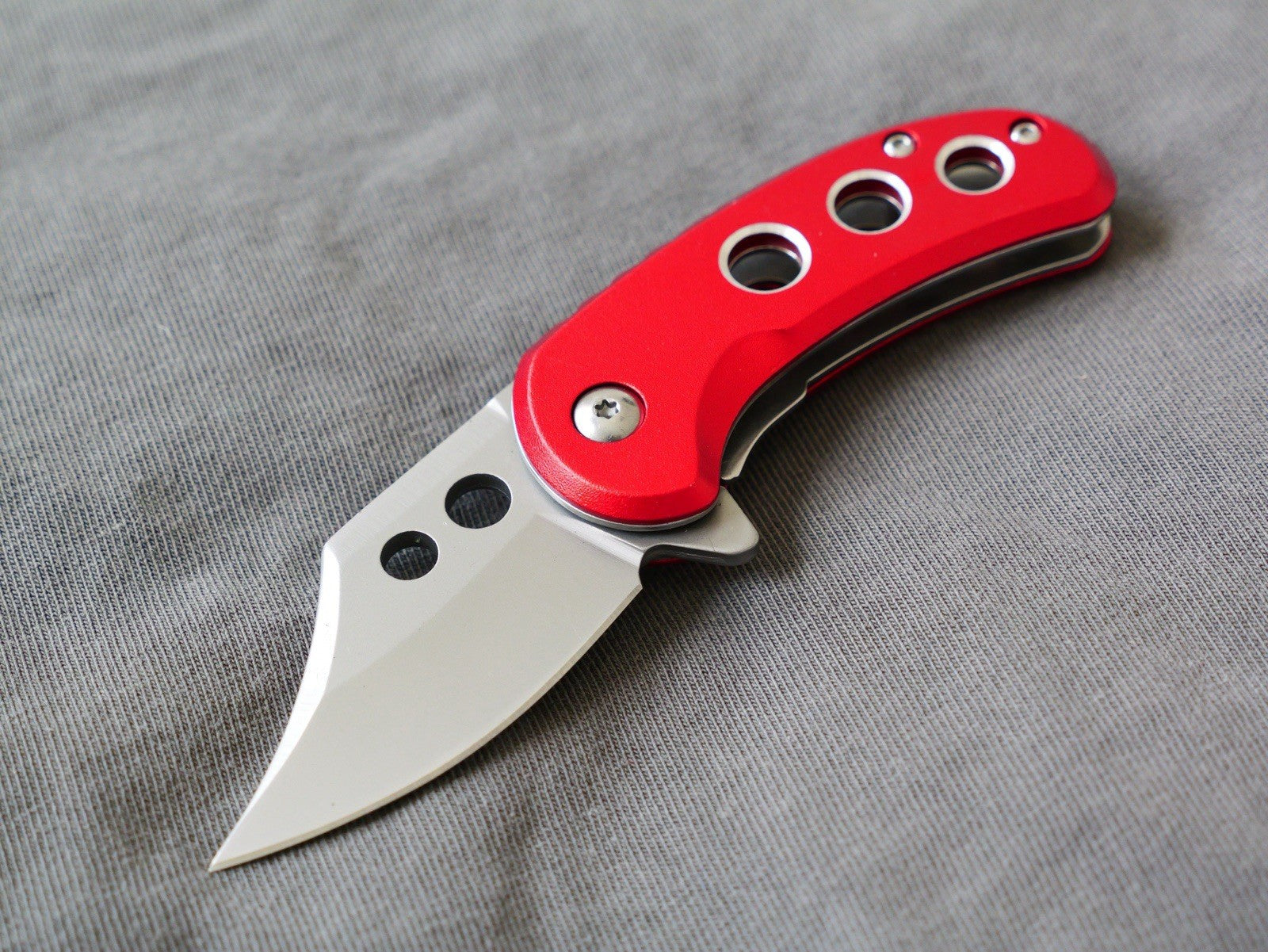 3” Mini Pocket Knife Red Manual Opening Full Metal Mcbee Style Small 2” Blade