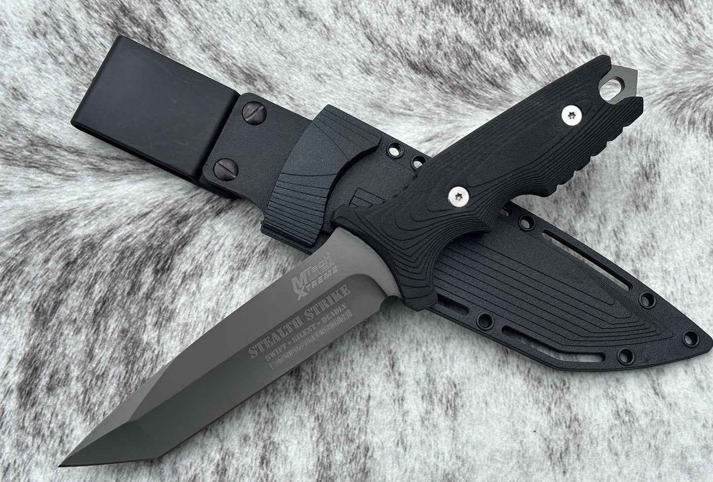 10” Ultimate Fixed Blade Combat Knife HardSheath 4mm Thick Titanium Coated Blade
