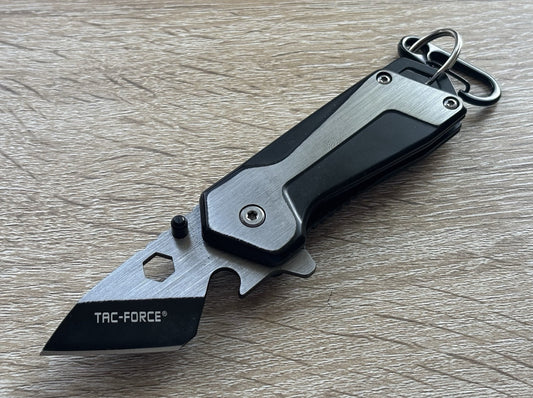 Tiny Pocket Knife Modern 2 Tone Reverse Tanto 1” Blade Full Metal Cyberpunk Edc