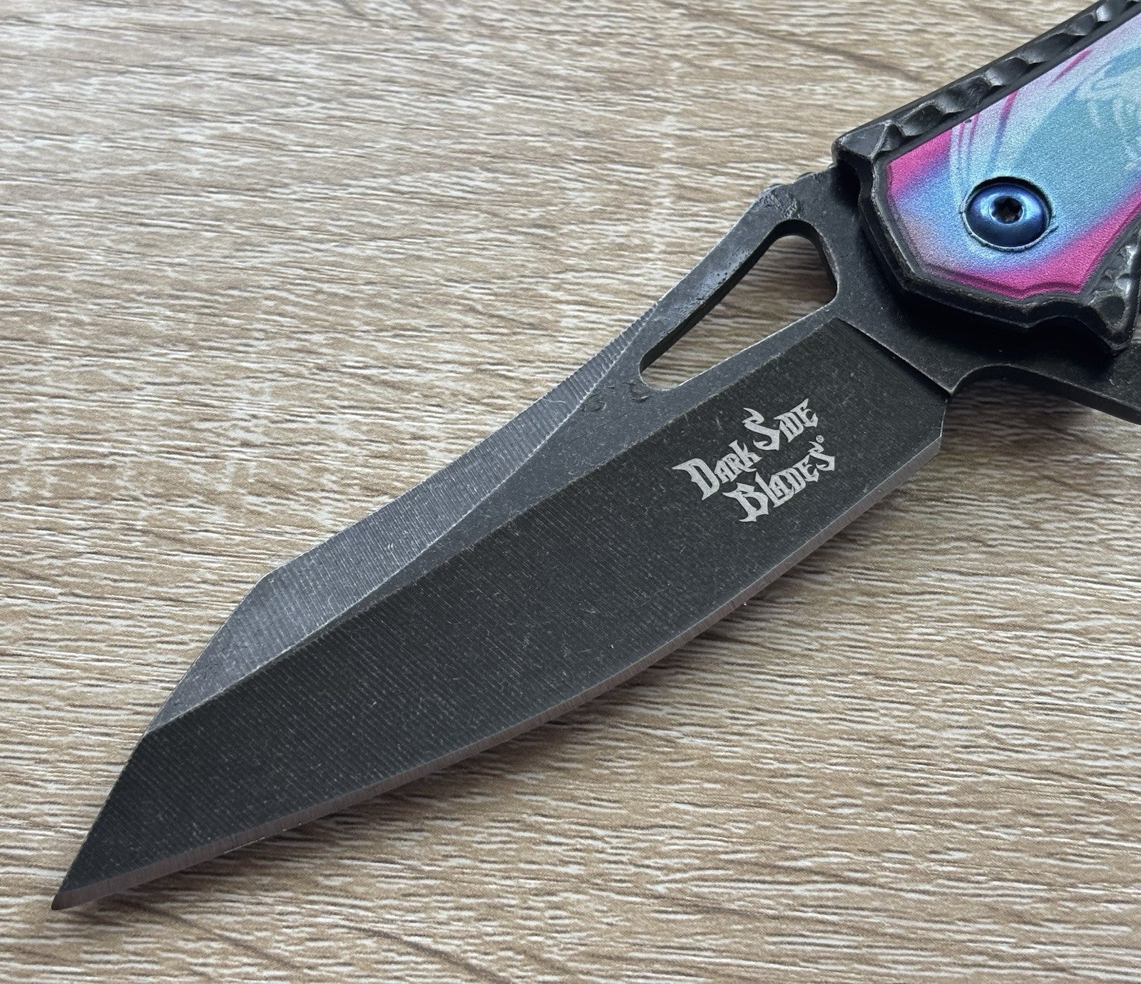Pink Dragon Knife Spring Assist Full Size All Metal Custom Blue Pocket Clip Edc