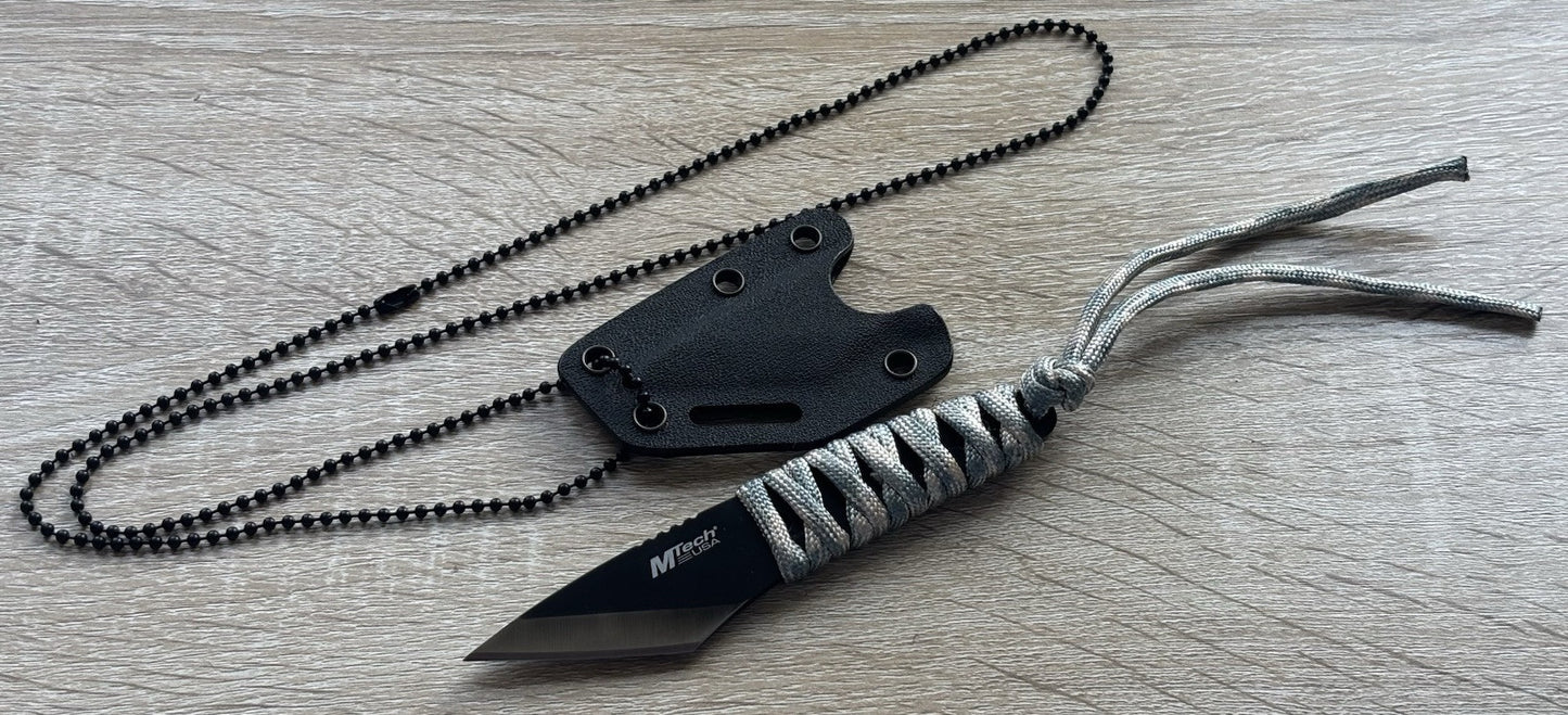 5” Neck Knife Full Tang Kiradashi 1.5” Blade Cord Wrap Handle Kydex Sheath SHARP